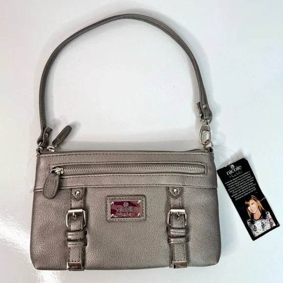 NICOLE MILLER NWT Gunmetal Grey Faux Leather Wristlet Wallet Combo NEW WITH TAGS - Picture 7 of 15